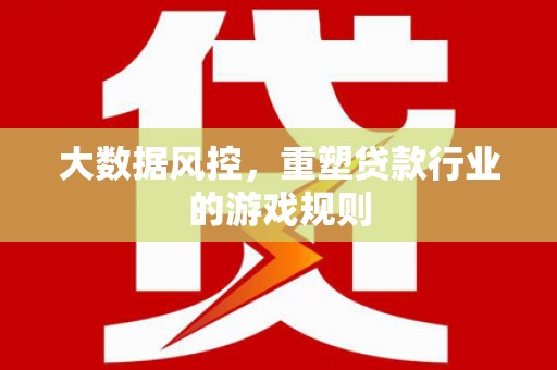 河池大数据风控，重塑贷款行业的游戏规则